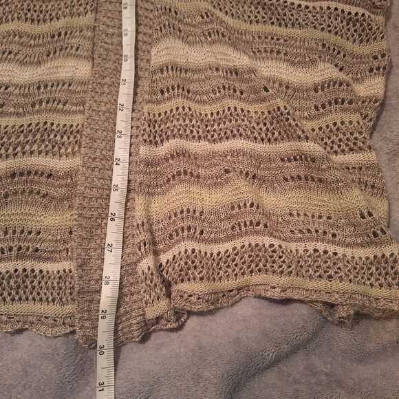 Christopher & Banks Women 2X Cardigan Lightweight Open Knit Tan Sweater - Picture 5 of 8